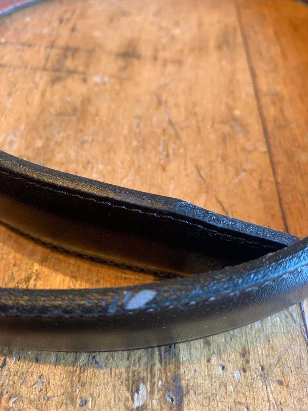 Men's Black Leather Belt with Polished Silver Buckle